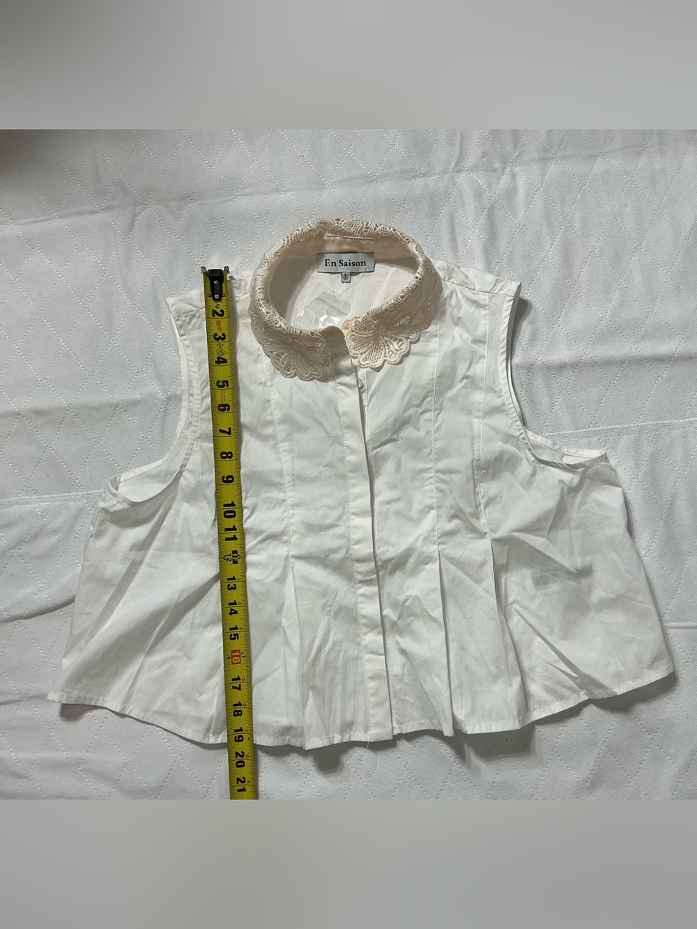 Anthropology En Saison Pleated Crochet Collar Top NWOT Large - Picture 11 of 15